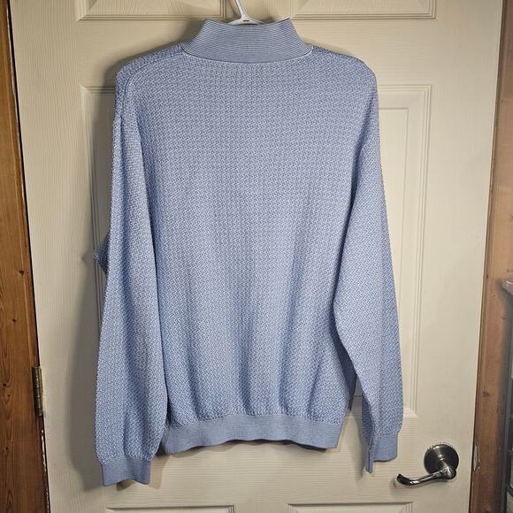 St. Croix Light Blue Knit Pullover Sweater – Mock Neck, 1/4 Zip, Long Sleeve, XL - Picture 2 of 6